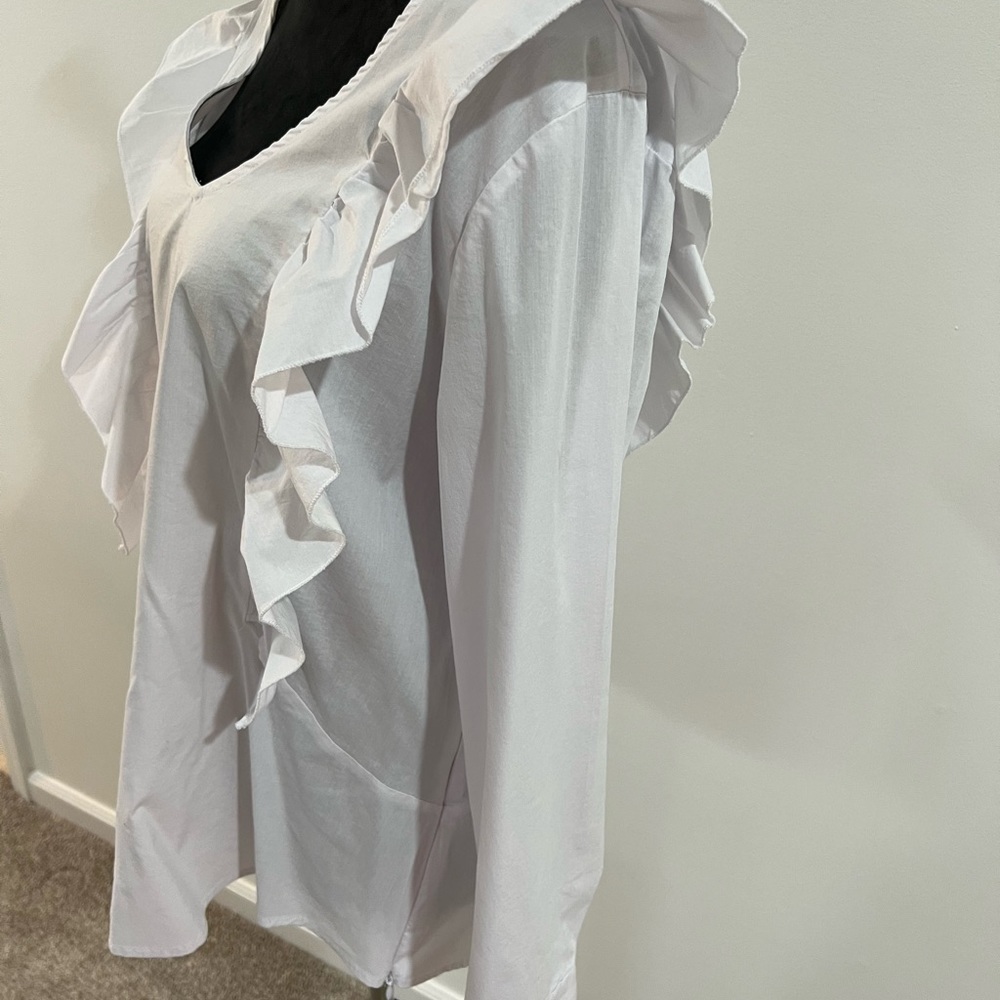 White Ruffle Blouse - Picture 8 of 10